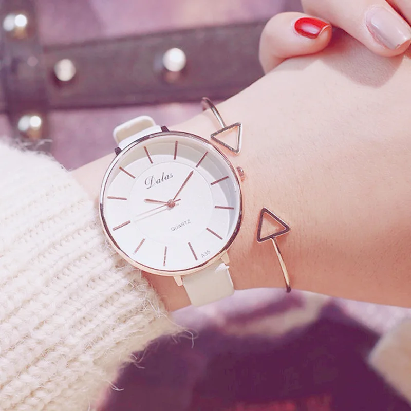 Женские кварцевые часы простой и тонкий ремешок | Наручные