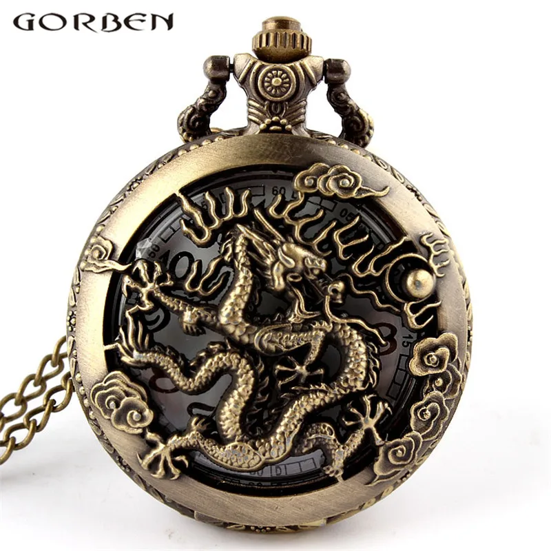 2017 Cool Design Cooper Dragon Hollow Quartz Pocket Watch Antique Pocket Watches Necklace Pendant For Women Men With Long Chain
2017 Cool Design Cooper Dragon Hollow Quartz Pocket Watch Antique Pocket Watches Necklace Pendant For Women Men With Long Chain