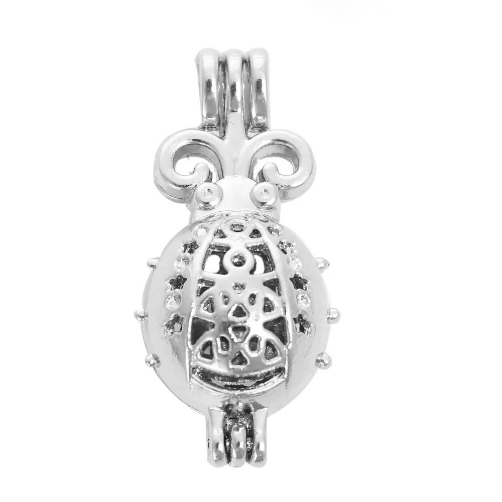 DoreenBeads Медь жемчуг медальон Подвески полые Божья коровка животных 3D серебро Цвет