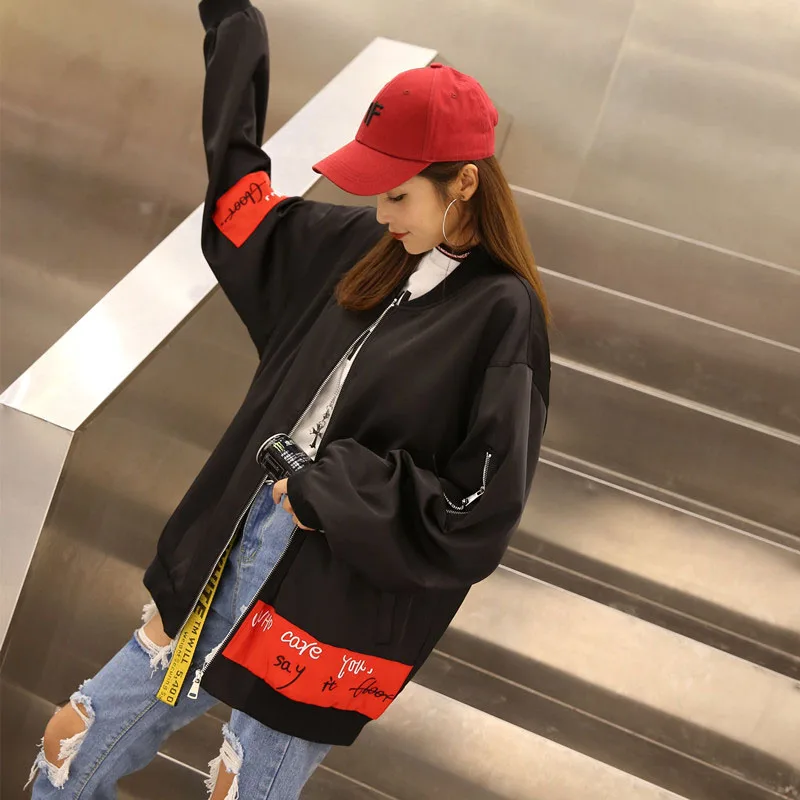 Осень весна Для женщин Джокер пальто хип хоп черные куртки|black jacket|coat hip hopjacket black |