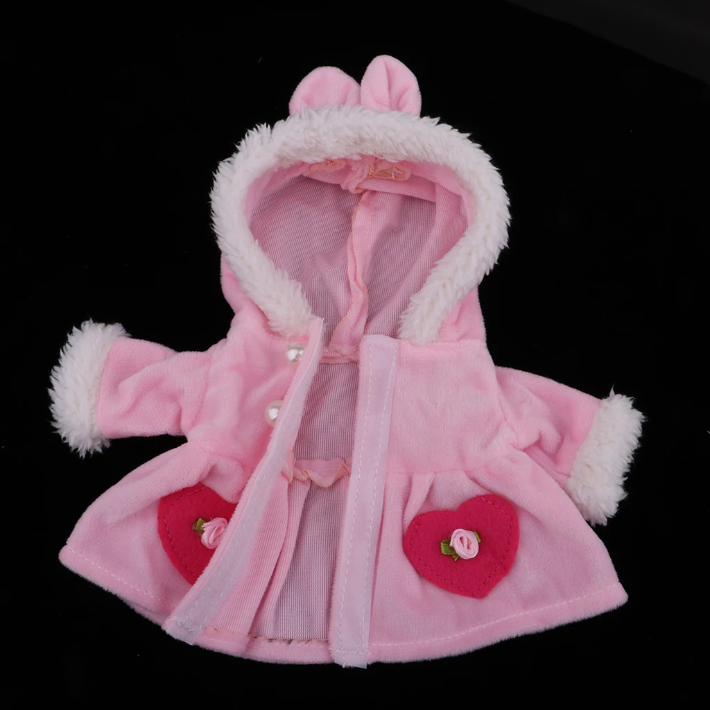 

Comfortable Pink Plush Clothes for Mellchan Baby Doll 9-11inch Girl Doll Cartoon Animal Ears Hat Jacket Coat Clothing Accessory
