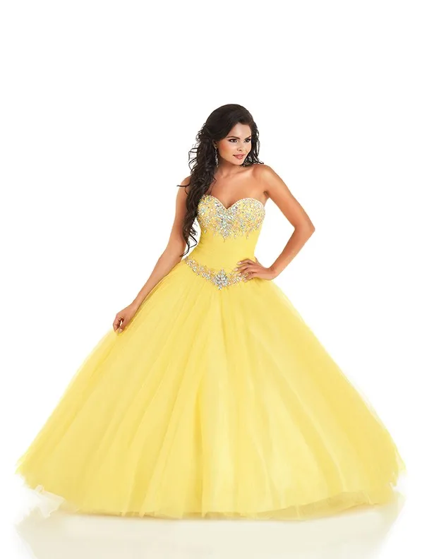 Новые пикантные органза платья Quinceanera желтого цвета Бальные милое вечернее