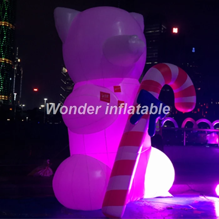 

Hot sale 10ft oxford lovely illuminated inflatable teddy bear cartoon with led lights for party decoration