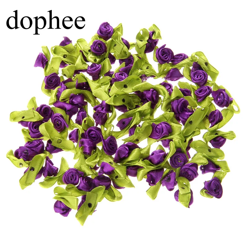 Dophee 100 шт. атласная лента роза 1 5 см Разноцветные искусственные мини шелковые розы