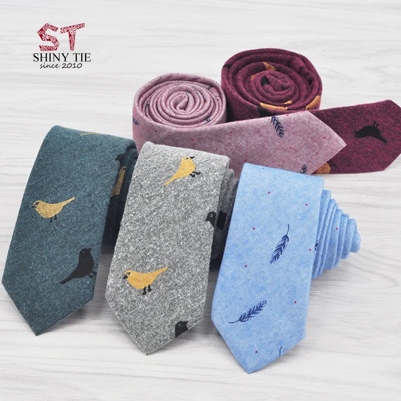 Галстуки из 100% хлопка для мужчин новые коллекции мягкие галстуки с принтом в виде
