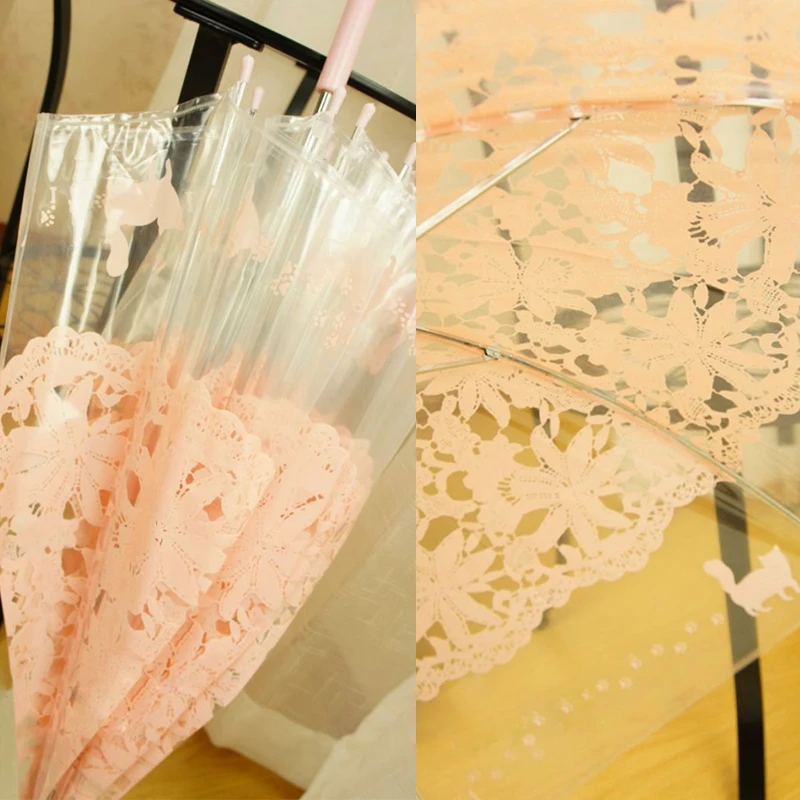 Взрывная имитация кружева принцесса Модели Прозрачные Зонтики с длинной ручкой