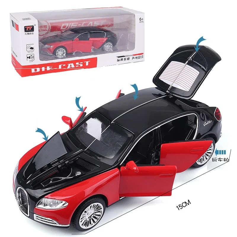 1/32 металлические модели автомобиля Bugatti Galibier 7-открытыми дверями(TY8917B) L = 14,5 см коллекционные модели автомобиля W/звук/свет