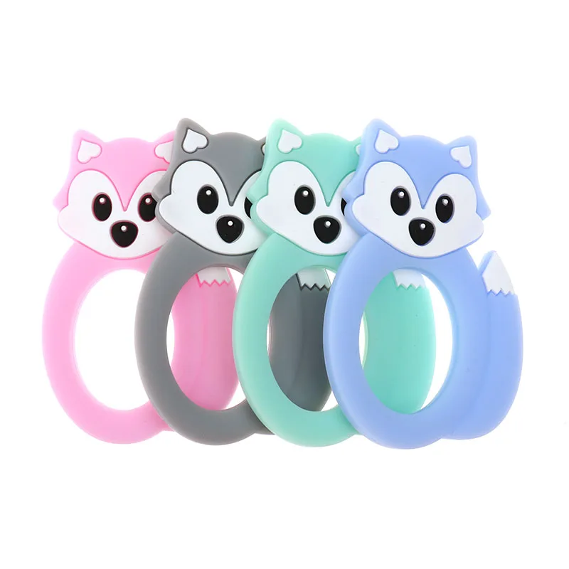 

Cute Fox Teethers 4pcs Silicone Teether Food Grade Baby Teething Breastfeeding Necklace Pandent Accessories Soother Nurse Gifts