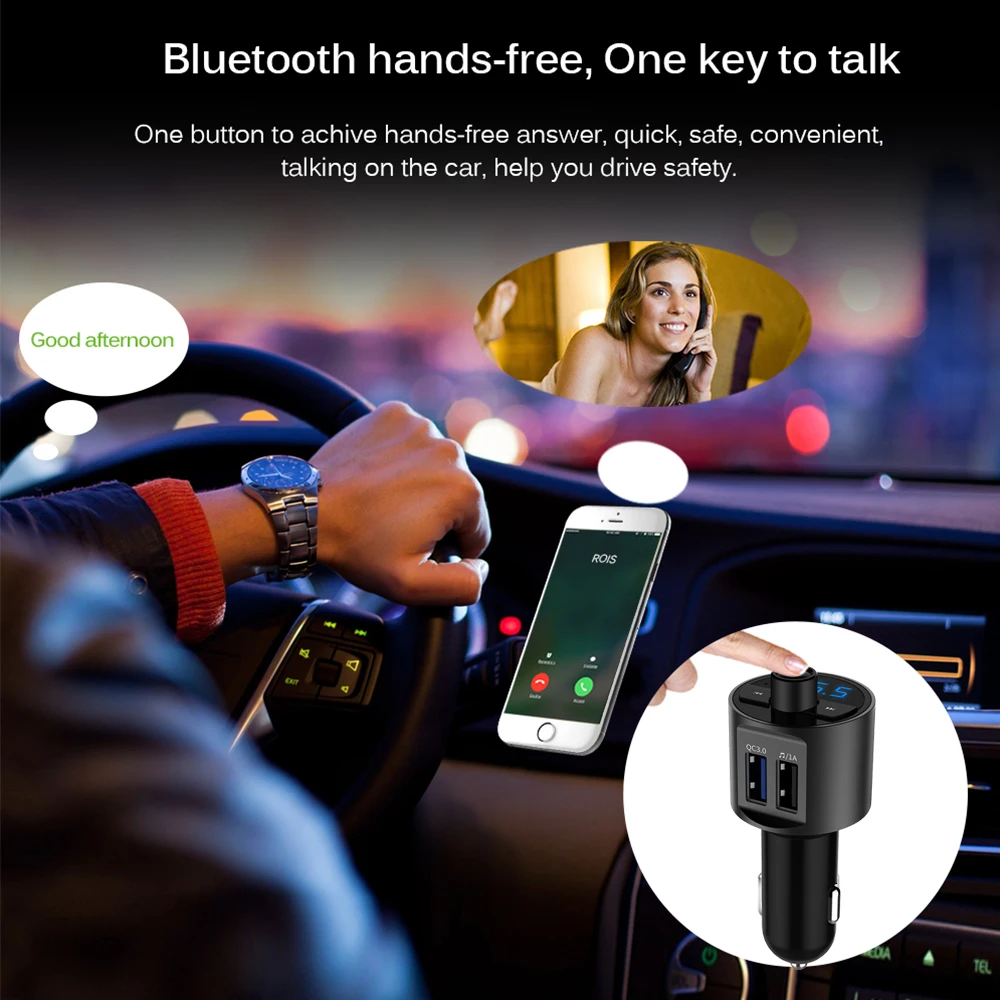 Высокое качество bt56 беспроводной Bluetooth Автомобильный fm передатчик с QC3.0 Быстрая