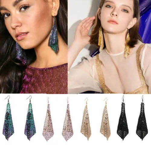Новинка 2019 женские длинные висячие серьги с блестками и крючком модные ювелирные
