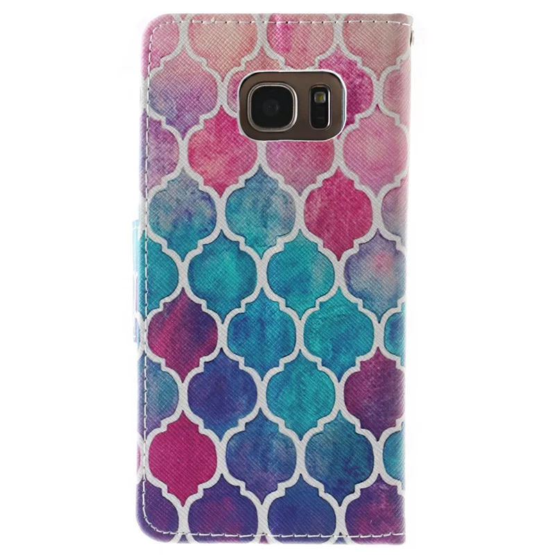 2016 New Colour Prismatic Flower Wallet Leather For Samsung Galaxy S7 edge G9300 Luruxy Case Cover |