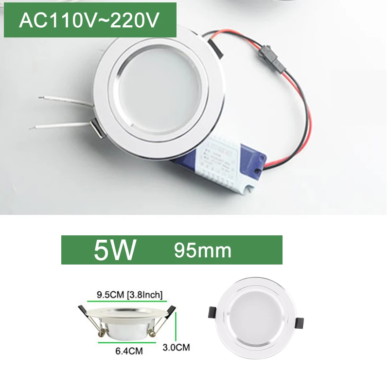 5W With Driver Kaguyahime светодиодный панельные утопленные светильники Высокий Яркий 3W 5W 10W 15W AC 220V 110V Круглая Панель-лампа освещение для - Испускаемый цвет: 5W With Driver