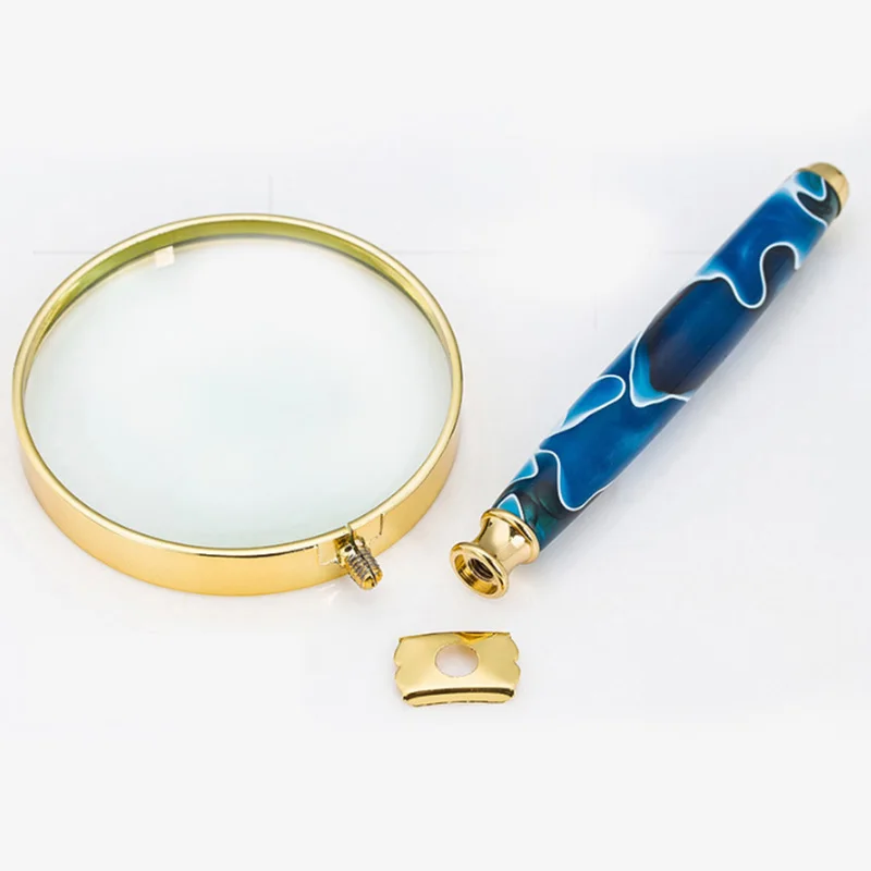 

4 times hand-held reading glasses imitation jade handle gift reading glasses full metal frame plating gold reading glasses