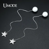 umode new fashion jewelry pearl drop earrings for women white gold color long chain star earrings boucle doreille femme ue0332