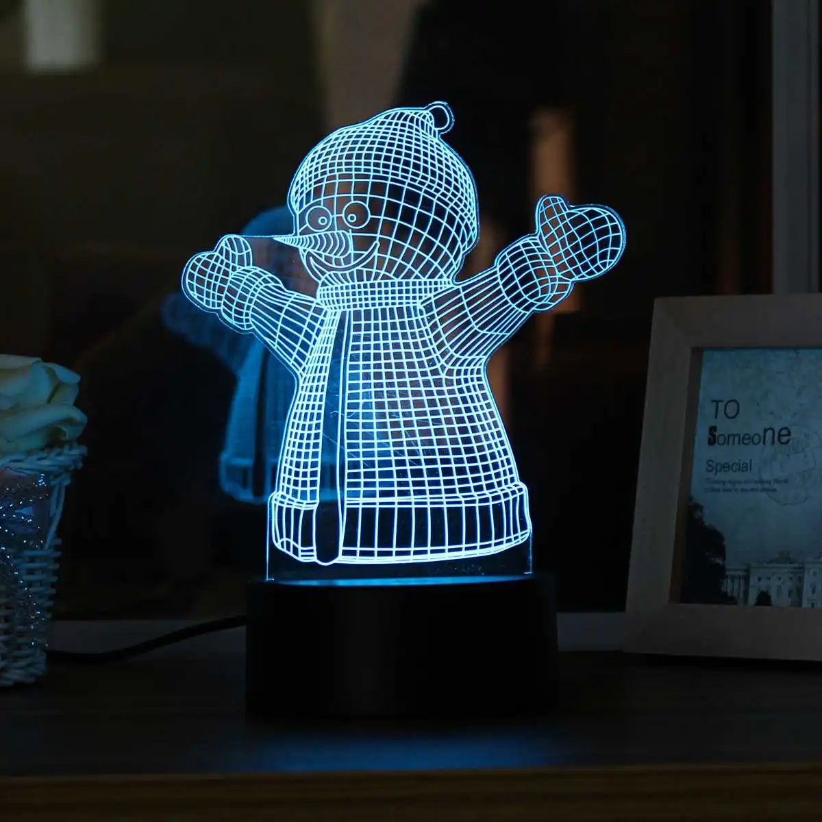 3D ночной Светильник, меняющий цвет, веселое Рождество, олень, елка, снеговик, USB, акриловый Ночной светильник, панель, светодиодный, настольная, креативный, Подарочная лампа