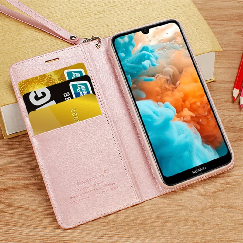 Hanman для huawei Y6 книги Стиль ретро овчины кожаный бумажник задняя крышка чехол с держателем карты hw y6