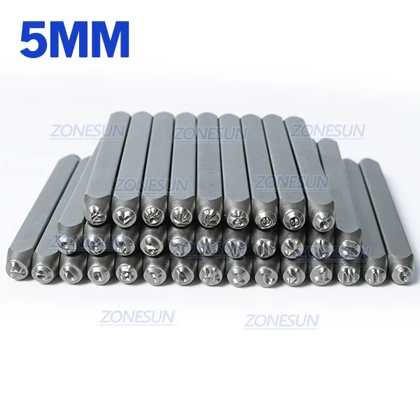 5mm ZONESUN 36PCS Jewelry Metal Stamps Alphabet Set A-Z Heart Symbol Leather Punch Die Case Craft Stamping Tools Steel Metal - Цвет: 5mm