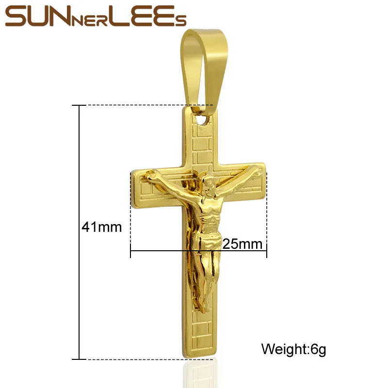 SUNNERLEES Подвеска из нержавеющей стали с крестом Иисуса Христа ожерелье звеньевая