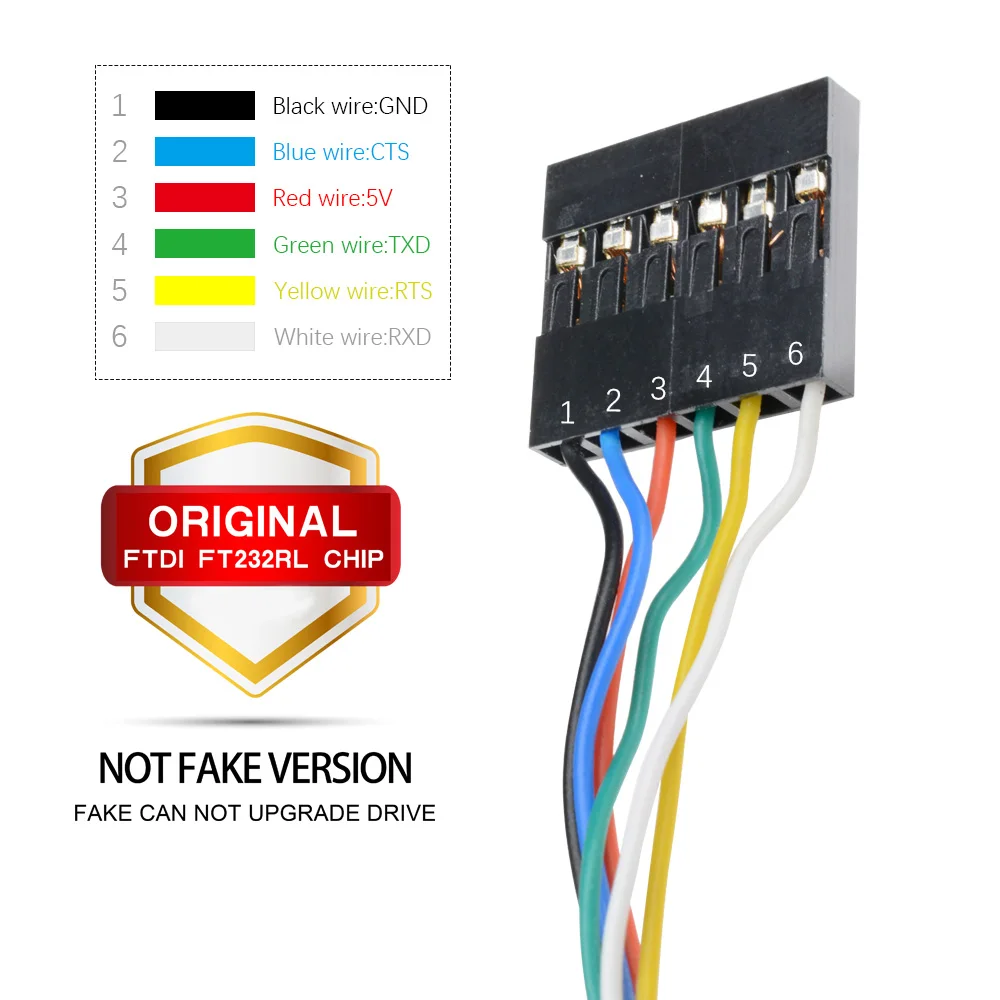 

Оригинальный 1 м 6 контактов 5 в FTDI FT232RL FT232 USB к TTL RS232 последовательный загружаемый адаптер Соединительный кабель для Arduino Raspberry Pi AVR ARM