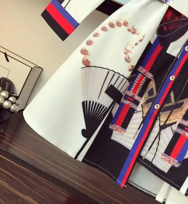 Европейский стиль Трендовое женское платье с длинными рукавами и отложным воротником с принтом женские красивые платья A939