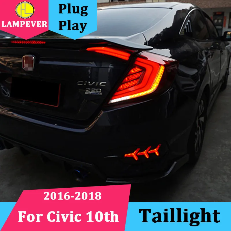 Автомобильный задний фонарь s для Honda Civic 10 седан 2016 2017 2018 светодиодный DRL