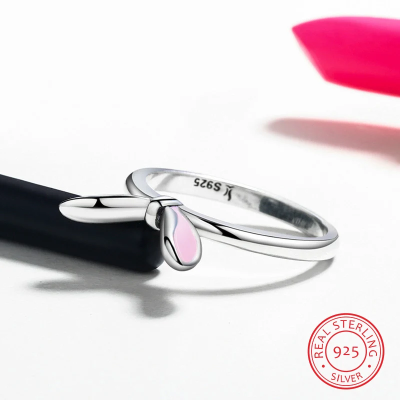 New Authentic 925 Sterling Silver Sweet Pink Rabbitgirls Finger Rings For Women Girls Fashion Animal Romantic Jewelry | Украшения и