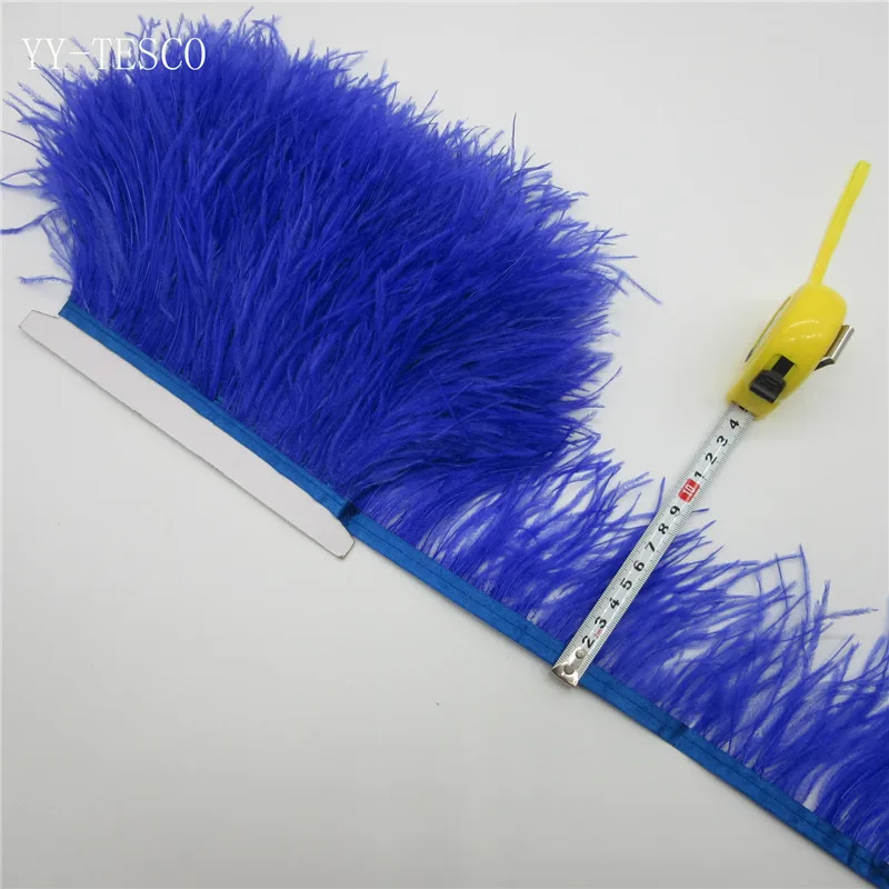 

Wholesale Royal blue Natural ostrich feather Trimming height 8-11cm feathers strips wedding party dress decoration accessories