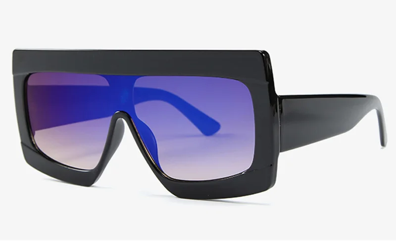 black with blue Kachawoo, негабаритные солнцезащитные очки для женщин,, бежевые, черные, градиентные линзы, большие солнцезащитные очки, женские, мужские, горячая Распродажа - Цвет линз: black with blue