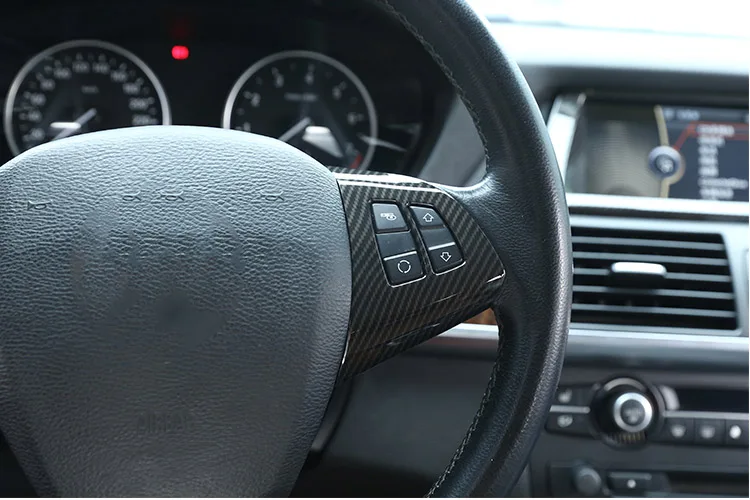 2 шт. углеродное волокно руль кнопка крышка декоративная рамка для BMW X5 E70 2008 2013