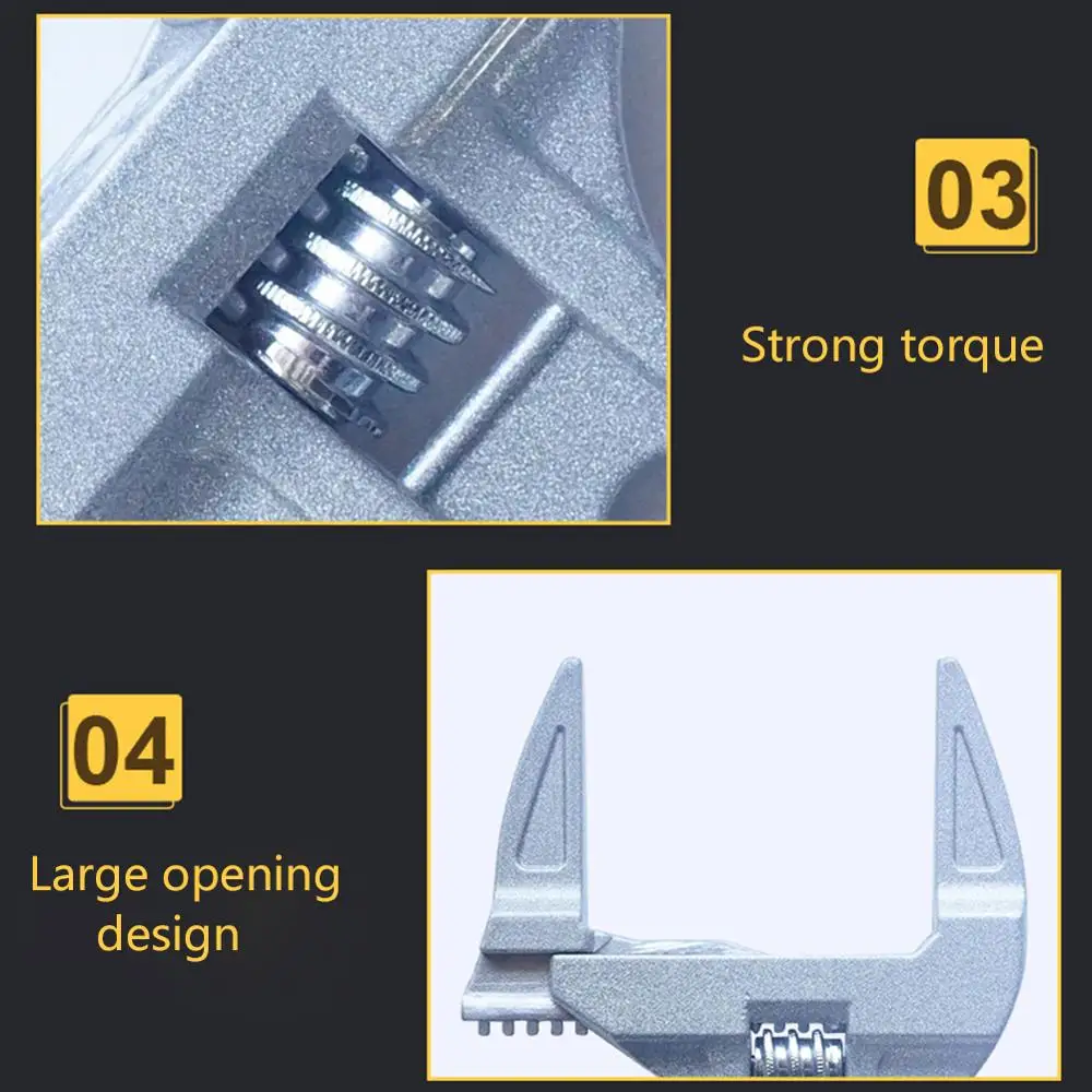 

1pc Adjustable Short Shank Large Opening Wrench Universal Snap Grip Wrench Spanner Bathroom Repair Tools Aluminum Alloy