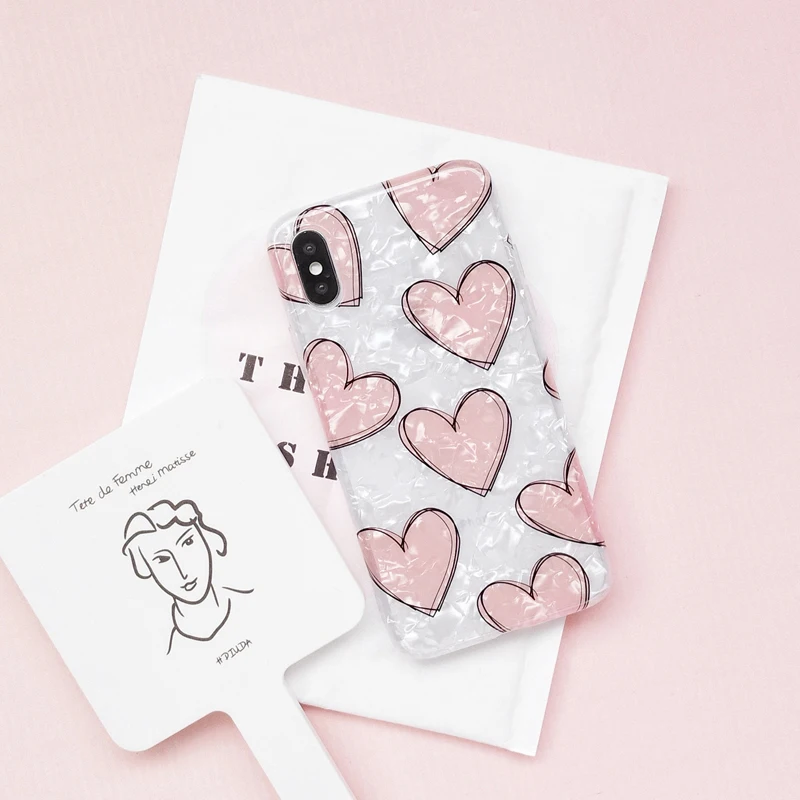 Pink Girly Love Heart Marble Case For Huawei P20 Pro case Soft Silicone Cover for Nova 3i 3 2s Mate 20 Coque Capa |