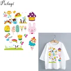 Термотрансферная футболка Pulaqi с милыми животными и десертами, Термотрансферная футболка, сумки для одежды, сделай сам для детей, женские нашивки, моющиеся термотрансферные B