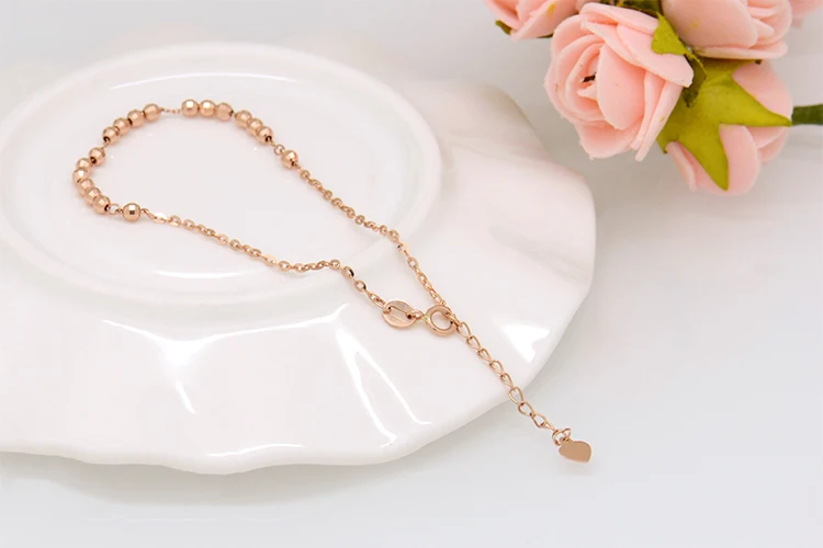 

18K rose gold laser bead O word bracelet female models