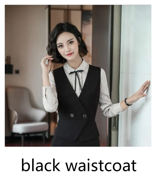 7003 black vest Тонкий женский Блейзер, Женское пальто, костюм, формальная повседневная куртка, костюм на одной пуговице, женские блейзеры, офисная одежда, Casaco Jaqueta - Цвет: 7003 black vest