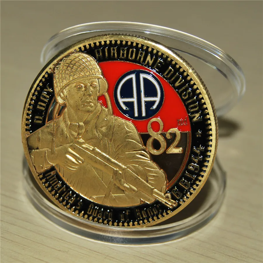 

2018 hot sales 1pc/lot D DAY ARMY 82nd AIRBORNE DIVISION JUNE 6 1944 CHALLENGE COIN