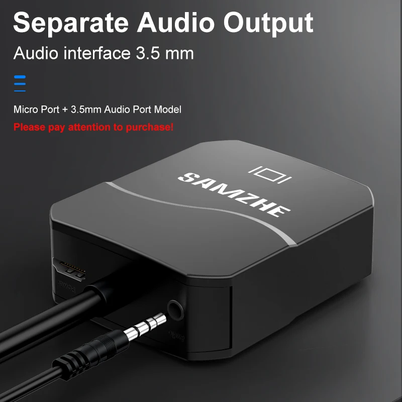 SAMZHE HDMI в VGA адаптер 1080P HDMI конвертер для ноутбука на большой экран цифро-аналоговый USB и аудио дисплей
