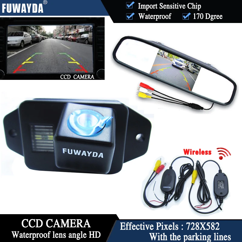 

FUWAYDA Car Rear View Camera Car CCD camera HD 4.3 inch Rear view Mirror Parking Monitor for TOYOTA LAND CRUISER PRADO 2700 4000