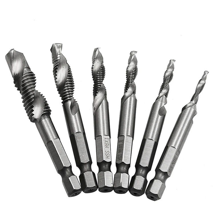 M3-M10 HSS 4341 композитный кран сверло Резьба спиральный винт кран 6,35 мм 1/4 ''шестигранный