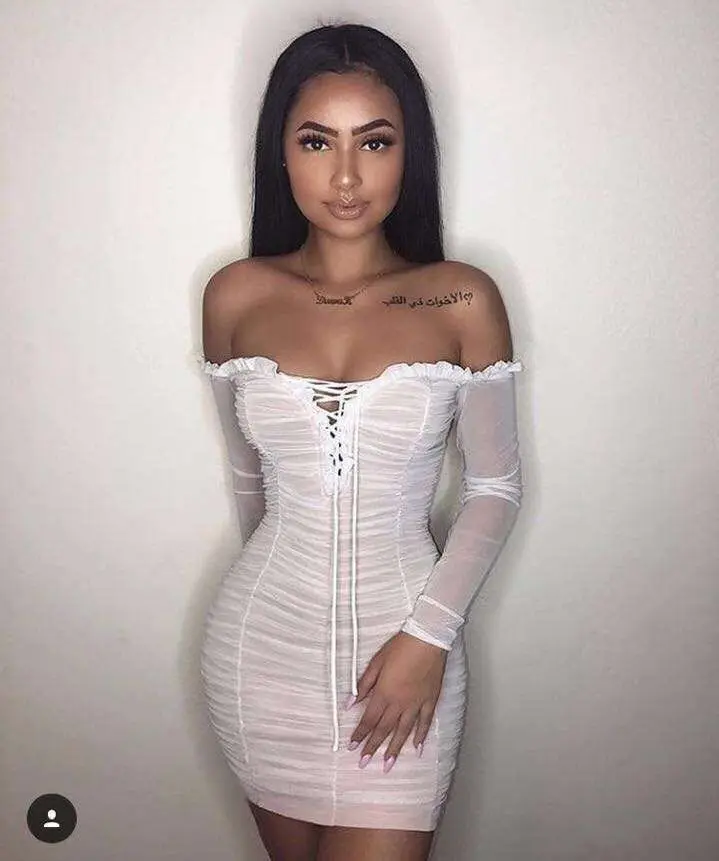 

New Style Ladies HL Bandage Dress Long Sleeve Sexy Off the Shoulder Bodycon Mini Dress Club Night Dress