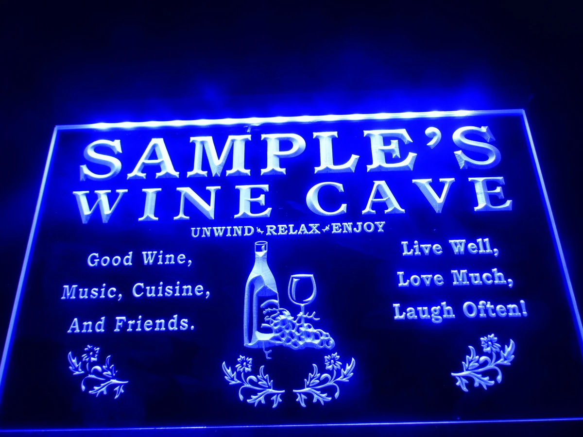 DZ053 Имя персонализированные пользовательские удача 'вино cave' светодиодный