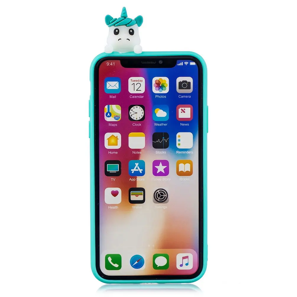 Силиконовый мягкий 3D чехол для телефона iPhone 7 8 Plus милые чехлы с единорогом