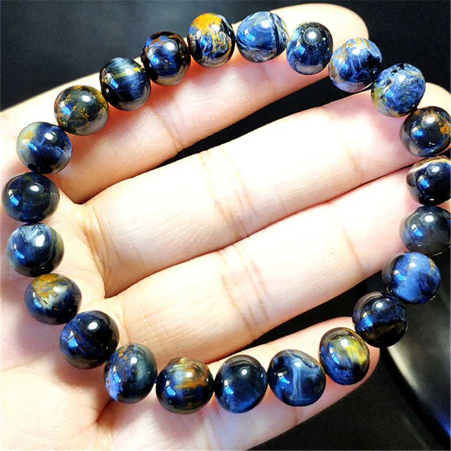 8.5mm Natural Namibia Pietersite Blue Yellow Stretch Gemstone Round Beads Bracelet For Man and Woman | Украшения и аксессуары