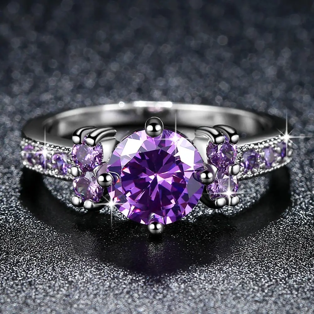 Women's 10KT Rhodium Filled Ring with AAAA Zirconia, Round Cut Ladies Fashion Jewelry for Party and Anniversary Gift image 4