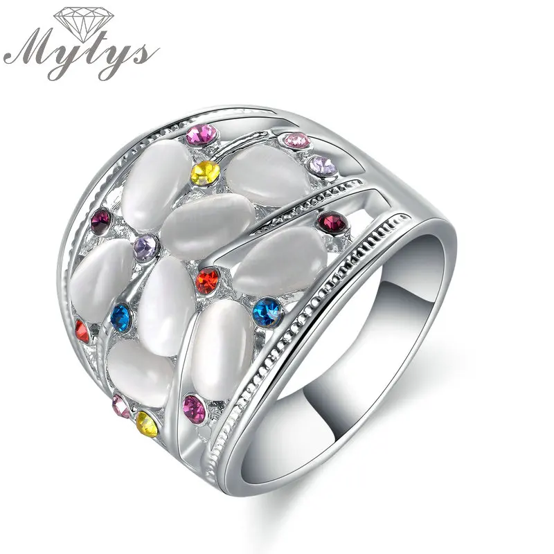 Модное серебряное кольцо Mytys с опалом для женщин маленькие цветные яркие