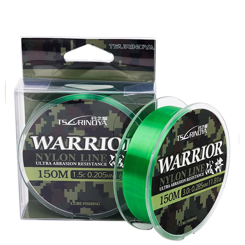 

TSURINOYA WARRIOR 150m 1.0#, 1.5#, 2.0#, 3.0# Sink Line Nylon Fish Line Yellow Green Fishing Line Para Pesca Fishing Tools