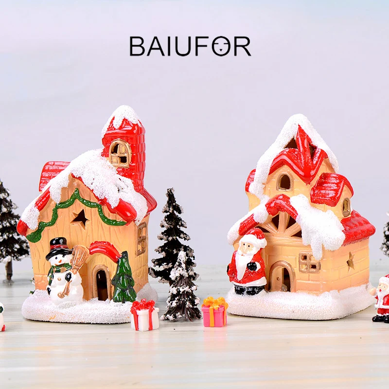 BAIUFOR миниатюрный дом Санты и вилла статуэтки для террариума Феи садовые