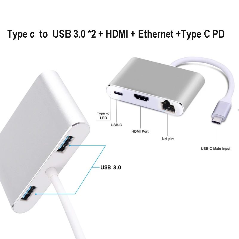 Baolyda USB C к HDMI 4K VGA адаптер Thunderbolt Type видео конвертер для Macbook/Dell XPS 13/Matebook