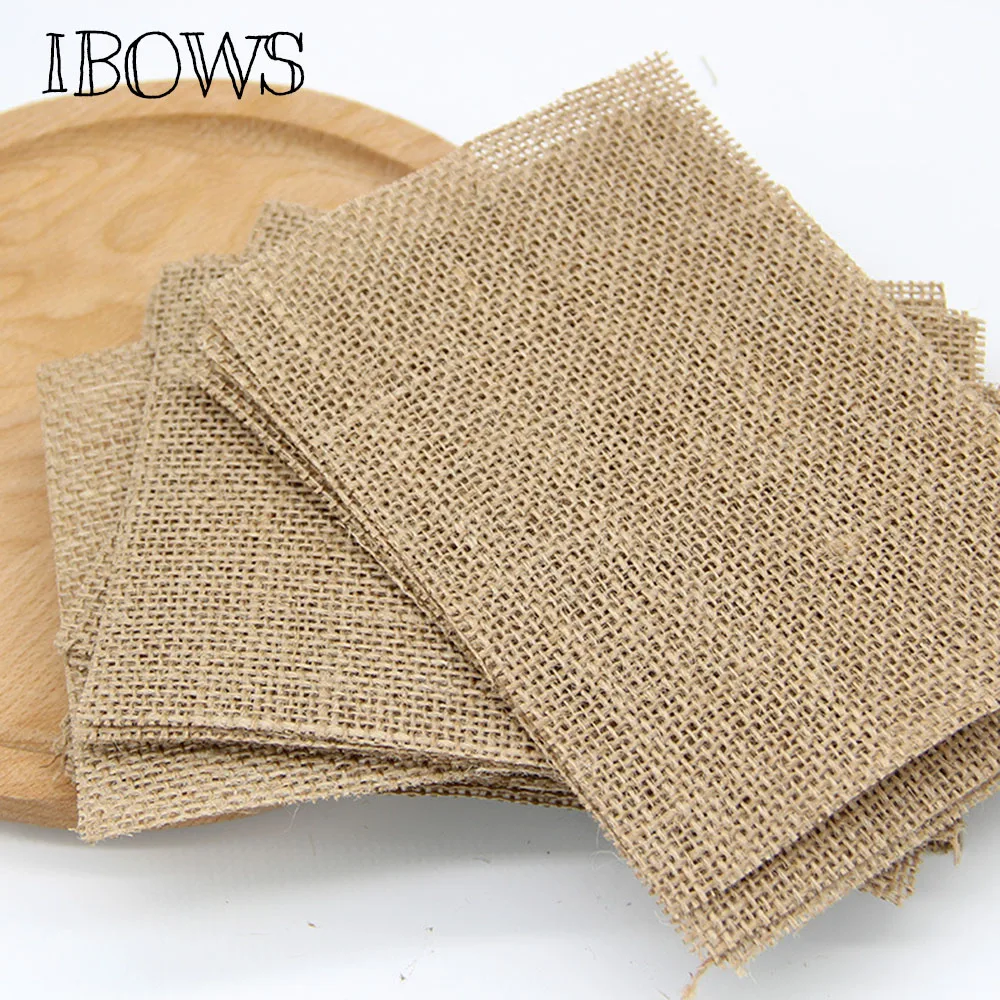 5pcs Round& Square Vintage Hessian Burlap Jute For Wedding Christmas Party Home Decoration DIY Crafts Accessories