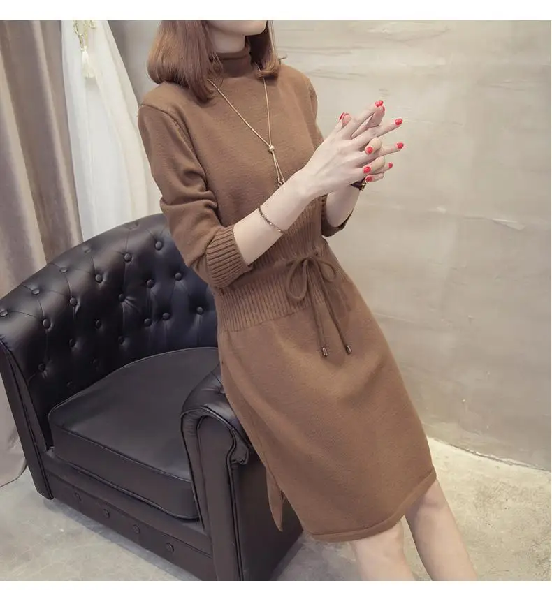 Новое весеннее платье вязаное платье женское длинное платье-свитер vestido