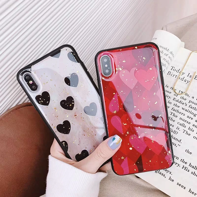 Для huawei Y9 2019 чехол для Coque Honor View 20 2018 милое Красное сердце любовь блестящие